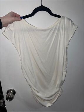 H&M Cream Draped Cap-Sleeve Tunic Top